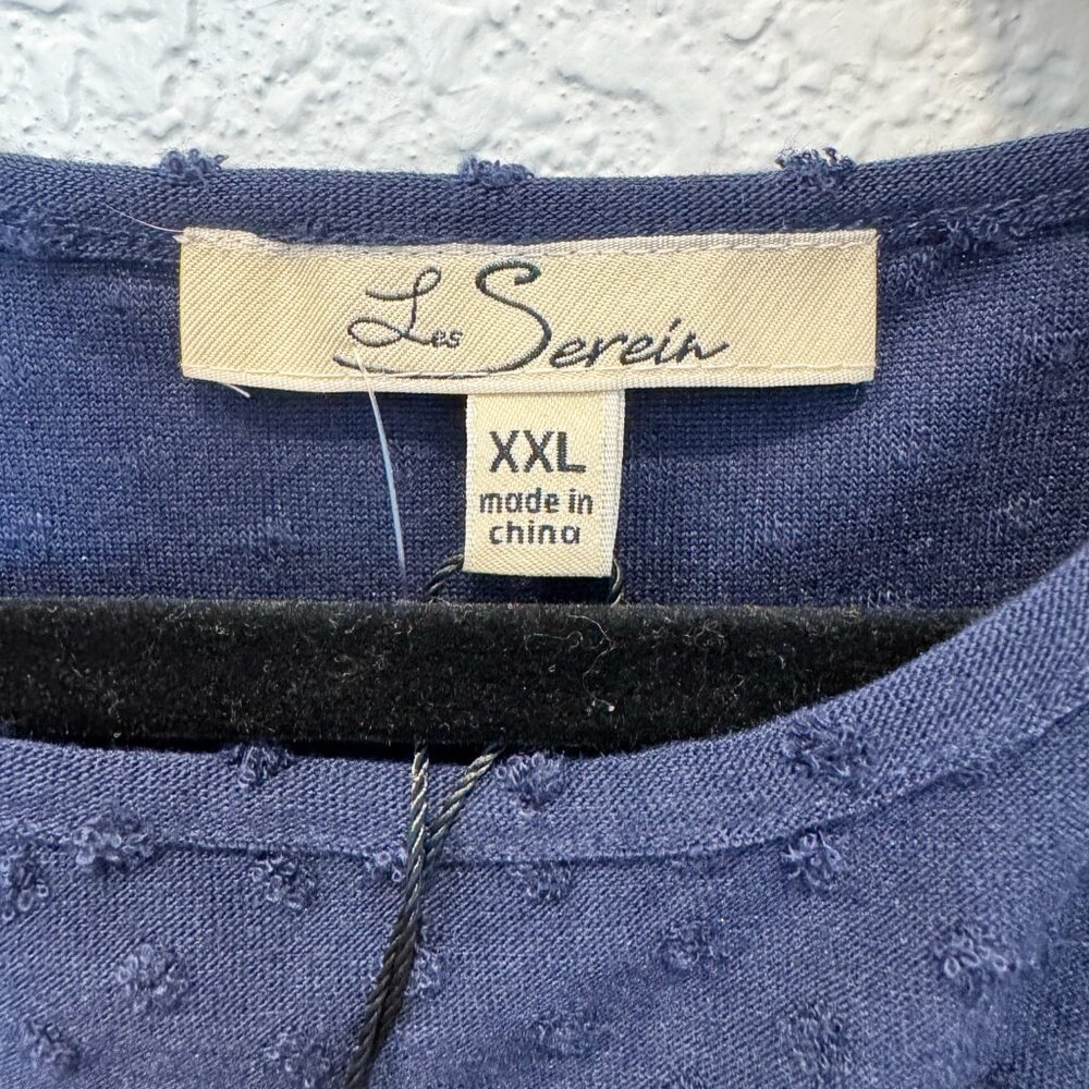 NWT Les Serein Short Sleeve Curved Hem Clip Dot Knit Top Size XXL - Picture 7 of 11